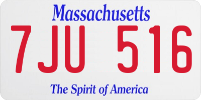 MA license plate 7JU516