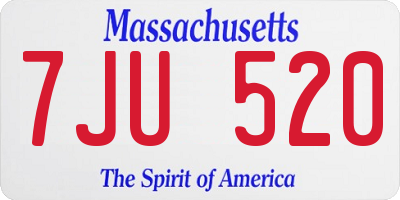 MA license plate 7JU520