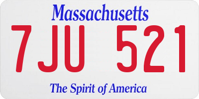 MA license plate 7JU521