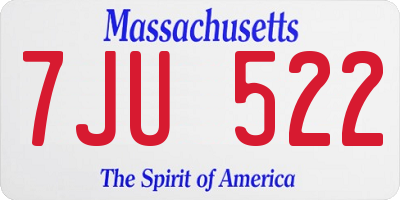 MA license plate 7JU522