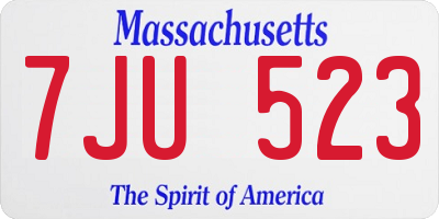 MA license plate 7JU523