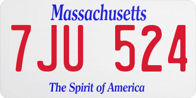 MA license plate 7JU524