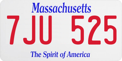 MA license plate 7JU525