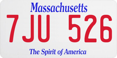 MA license plate 7JU526