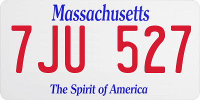 MA license plate 7JU527