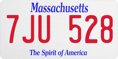 MA license plate 7JU528