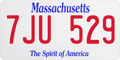 MA license plate 7JU529