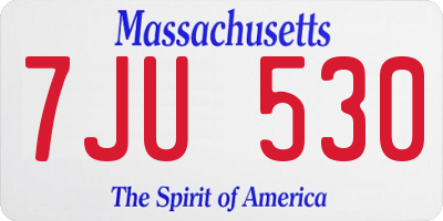 MA license plate 7JU530