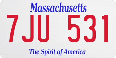 MA license plate 7JU531