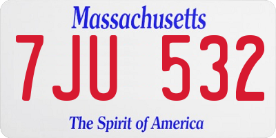 MA license plate 7JU532