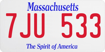 MA license plate 7JU533