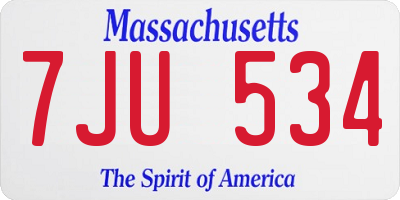 MA license plate 7JU534