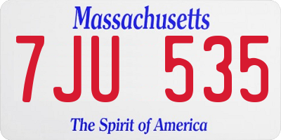 MA license plate 7JU535