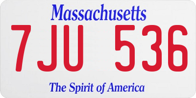 MA license plate 7JU536