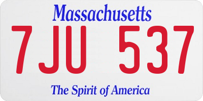 MA license plate 7JU537