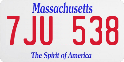MA license plate 7JU538