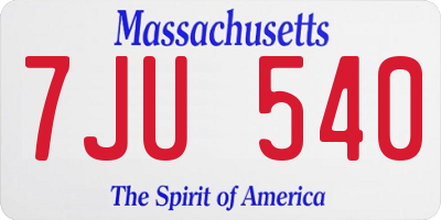 MA license plate 7JU540