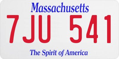 MA license plate 7JU541