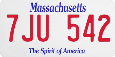MA license plate 7JU542