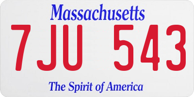 MA license plate 7JU543