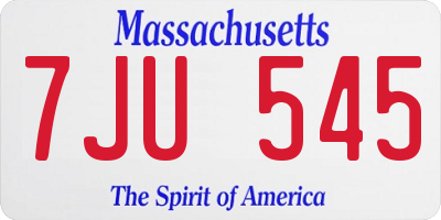 MA license plate 7JU545