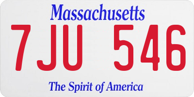 MA license plate 7JU546