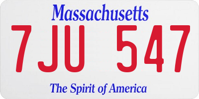 MA license plate 7JU547