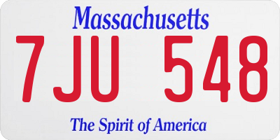MA license plate 7JU548