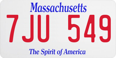 MA license plate 7JU549