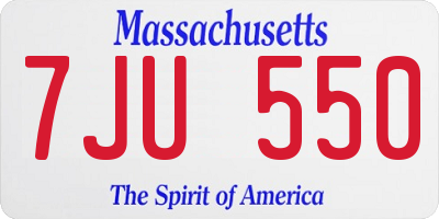 MA license plate 7JU550