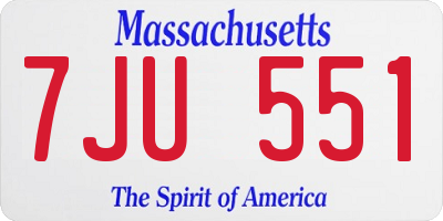 MA license plate 7JU551