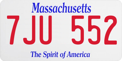 MA license plate 7JU552