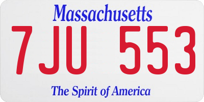 MA license plate 7JU553