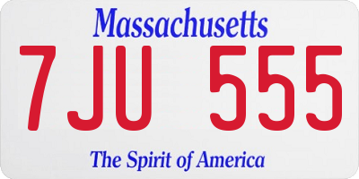 MA license plate 7JU555