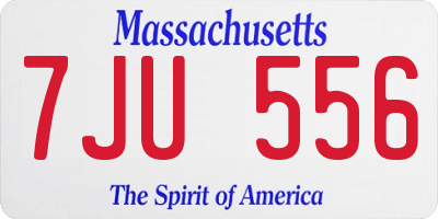MA license plate 7JU556