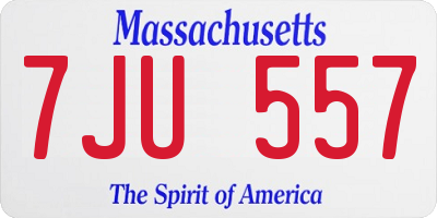 MA license plate 7JU557