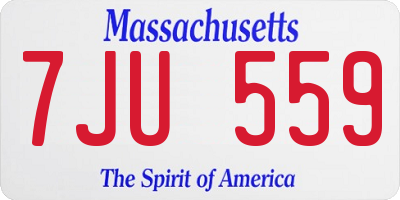 MA license plate 7JU559