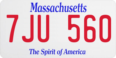 MA license plate 7JU560