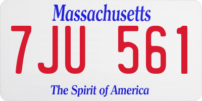 MA license plate 7JU561