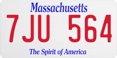 MA license plate 7JU564