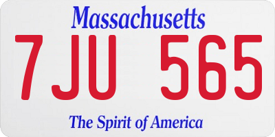 MA license plate 7JU565