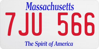 MA license plate 7JU566