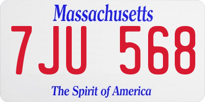 MA license plate 7JU568