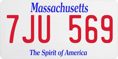 MA license plate 7JU569