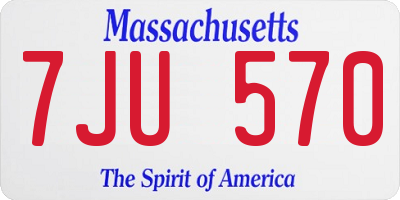 MA license plate 7JU570