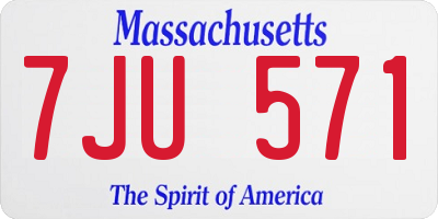 MA license plate 7JU571