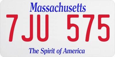MA license plate 7JU575