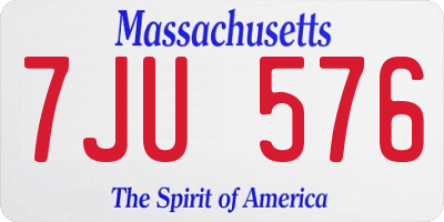 MA license plate 7JU576