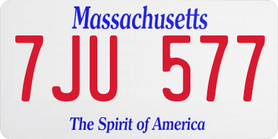 MA license plate 7JU577