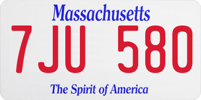 MA license plate 7JU580